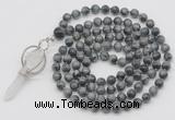 GMN1476 Hand-knotted 8mm, 10mm eagle eye jasper 108 beads mala necklace with pendant