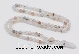 GMN1600 Hand-knotted 6mm montana agate 108 beads mala necklace with pendant