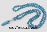 GMN1634 Hand-knotted 6mm apatite 108 beads mala necklace with pendant