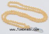 GMN1635 Hand-knotted 6mm honey jade 108 beads mala necklace with pendant