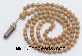 GMN1654 Hand-knotted 6mm wooden jasper 108 beads mala necklaces with pendant