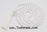 GMN1841 Hand-knotted 8mm candy jade 108 beads mala necklace with tassel & charm