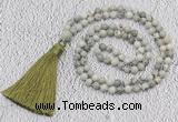 GMN203 Hand-knotted 6mm artistic jasper 108 beads mala necklaces with tassel