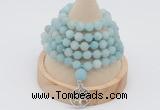 GMN2204 Hand-knotted 8mm, 10mm matte amazonite 108 beads mala necklace with charm