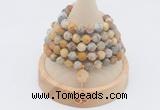 GMN2209 Hand-knotted 8mm, 10mm matte yellow crazy agate 108 beads mala necklace with charm