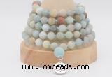 GMN2221 Hand-knotted 8mm, 10mm matte amazonite 108 beads mala necklace with charm