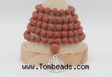 GMN2225 Hand-knotted 8mm, 10mm matte red jasper108 beads mala necklace with charm