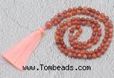 GMN228 Hand-knotted 6mm fire agate 108 beads mala necklaces with tassel