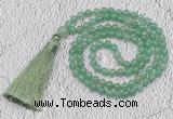 GMN231 Hand-knotted 6mm green aventurine 108 beads mala necklaces with tassel