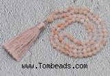 GMN235 Hand-knotted 6mm pink aventurine 108 beads mala necklaces with tassel