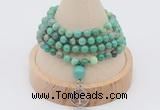 GMN2403 Hand-knotted 6mm grass agate 108 beads mala necklace with charm