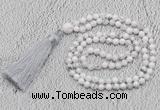 GMN242 Hand-knotted 6mm white howlite 108 beads mala necklaces with tassel