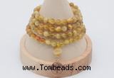 GMN2423 Hand-knotted 6mm golden tiger eye 108 beads mala necklace with charm