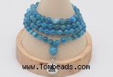 GMN2434 Hand-knotted 6mm apatite 108 beads mala necklace with charm