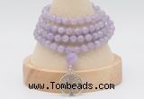 GMN2445 Hand-knotted 6mm lavender amethyst 108 beads mala necklaces with charm