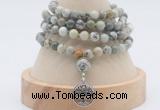 GMN2451 Hand-knotted 6mm artistic jasper 108 beads mala necklaces with charm