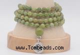 GMN2471 Hand-knotted 6mm China jade 108 beads mala necklaces with charm