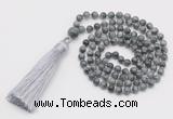 GMN259 Hand-knotted 6mm eagle eye jasper 108 beads mala necklaces with tassel