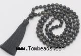 GMN261 Hand-knotted 6mm golden obsidian 108 beads mala necklaces with tassel