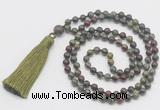 GMN273 Hand-knotted 6mm dragon blood jasper 108 beads mala necklaces with tassel