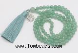 GMN301 Hand-knotted 6mm green aventurine 108 beads mala necklaces with tassel & charm
