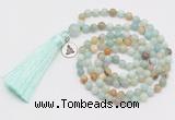 GMN321 Hand-knotted 6mm amazonite 108 beads mala necklaces with tassel & charm