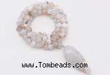 GMN4061 Hand-knotted 8mm, 10mm montana agate 108 beads mala necklace with pendant