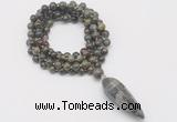 GMN4081 Hand-knotted 8mm, 10mm dragon blood jasper 108 beads mala necklace with pendant