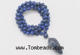 GMN4087 Hand-knotted 8mm, 10mm lapis lazuli 108 beads mala necklace with pendant