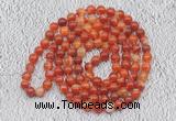 GMN417 Hand-knotted 8mm, 10mm red banded agate 108 beads mala necklaces