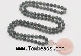 GMN4418 Hand-knotted 8mm, 10mm matte kambaba jasper 108 beads mala necklace with pendant