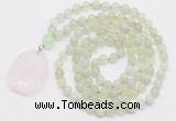 GMN4616 Hand-knotted 8mm, 10mm New jade 108 beads mala necklace with pendant