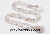 GMN4826 Hand-knotted 8mm, 10mm montana agate 108 beads mala necklace with pendant