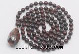 GMN4857 Hand-knotted 8mm, 10mm brecciated jasper 108 beads mala necklace with pendant