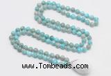 GMN4872 Hand-knotted 8mm, 10mm sea sediment jasper 108 beads mala necklace with pendant