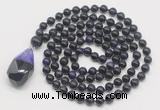 GMN4885 Hand-knotted 8mm, 10mm purple tiger eye 108 beads mala necklace with pendant