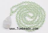 GMN4901 Hand-knotted 8mm, 10mm prehnite 108 beads mala necklace with pendant