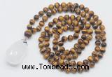 GMN4940 Hand-knotted 8mm, 10mm yellow tiger eye 108 beads mala necklace with pendant