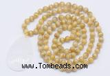 GMN5102 Hand-knotted 8mm, 10mm golden tiger eye 108 beads mala necklace with pendant