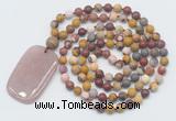 GMN5138 Hand-knotted 8mm, 10mm matte mookaite 108 beads mala necklace with pendant