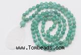 GMN5157 Hand-knotted 8mm, 10mm peafowl agate 108 beads mala necklace with pendant