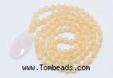 GMN5160 Hand-knotted 8mm, 10mm honey jade 108 beads mala necklace with pendant