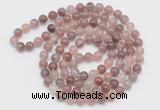 GMN521 Hand-knotted 8mm, 10mm purple strawberry quartz 108 beads mala necklaces