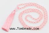 GMN5605 Hand-knotted 6mm matte rose quartz 108 beads mala necklaces with tassel