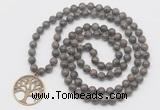 GMN6033 Knotted 8mm, 10mm rainbow labradorite 108 beads mala necklace with charm