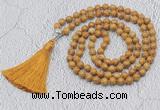 GMN606 Hand-knotted 8mm, 10mm wooden jasper 108 beads mala necklaces with tassel