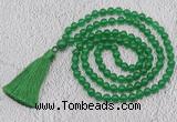 GMN62 Hand-knotted 8mm candy jade 108 beads mala necklace with tassel