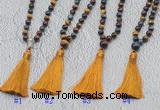 GMN630 Hand-knotted 8mm, 10mm colorfull tiger eye 108 beads mala necklaces with tassel