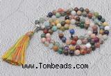 GMN632 Hand-knotted 8mm, 10mm colorfull gemstone 108 beads mala necklaces with tassel