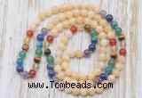 GMN6420 Hand-knotted 7 Chakra 8mm, 10mm honey jade 108 beads mala necklaces